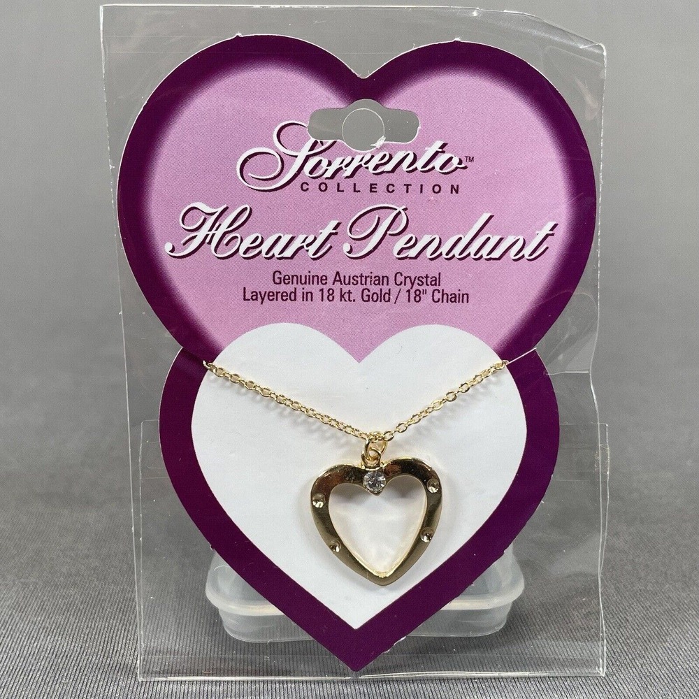 Heart Pendant Necklace 18k Gold Layered Austrian Crystal 18" Sorrento Collection